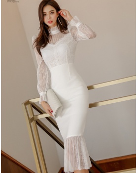 Korean style package hip fashion splice dress for women