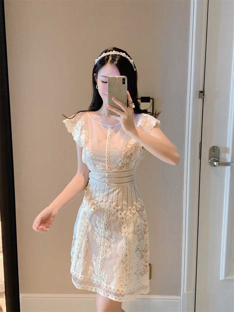 Embroidery retro line court style France style dress