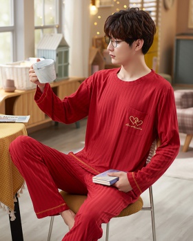 Long sleeve cotton couples homewear pajamas for men