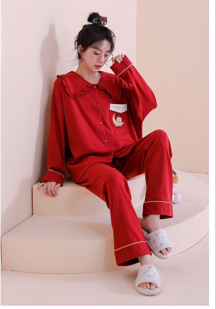 Long sleeve big red pajamas cotton cardigan for men