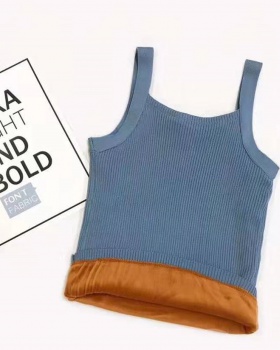 All-match inside the ride tops thermal knitted vest for women