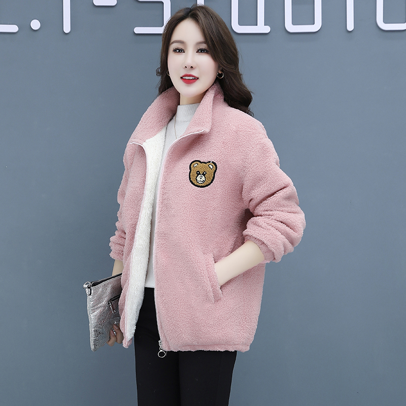 Korean style cardigan lambs wool tops for women