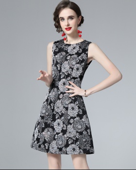 Spring temperament sleeveless slim printing dress for women