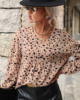 Printing loose autumn leopard shirt for women
