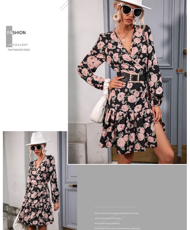 Printing dress autumn and winter cardigan for women