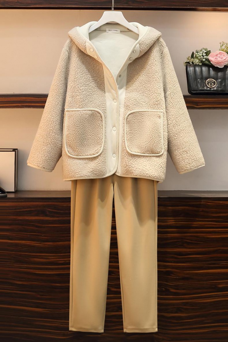 Straight pants fashion thick cotton coat 2pcs set