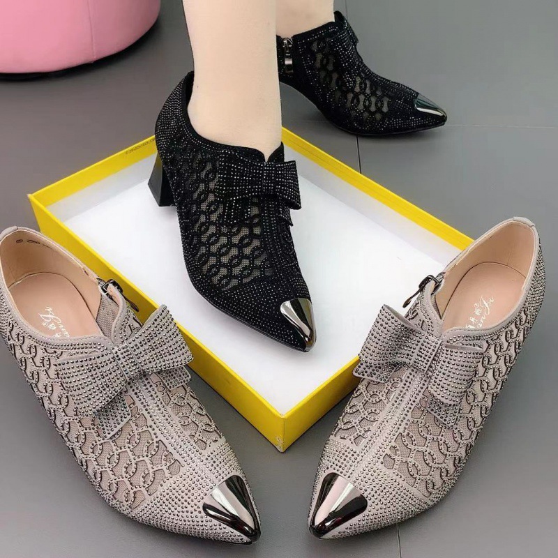 Zip gauze shoes autumn high-heeled sandals for women