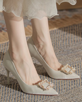 Low winter wedding shoes all-match rhinestone shoes