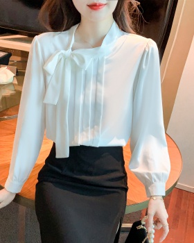 Bow spring shirt white chiffon shirt for women
