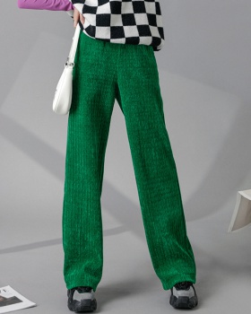 Green stripe wide leg pants drape long pants for women