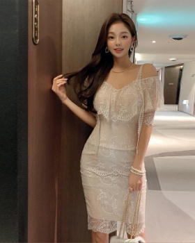 Temperament sling ladies lace Korean style sexy slim dress