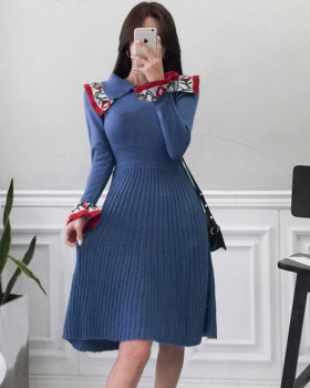 Retro knitted sweater temperament dress for women