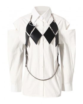 Strapless sleeve metal shirt chain diamond waistcoat 2pcs set
