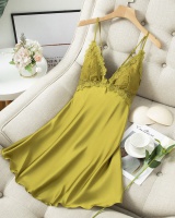 Multicolor enticement pajamas satin lace night dress for women