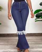 Low elasticity burr micro speaker jeans for women
