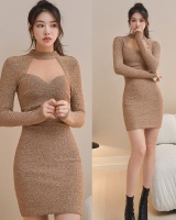 Ladies sexy gauze Korean style knitted temperament dress