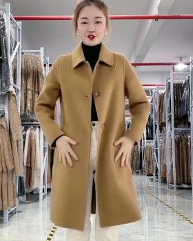 Loose long woolen coat Western style overcoat for women