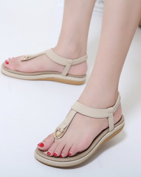 Metal summer sandals hasp flattie for women