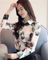 Korean style loose printing shirt floral slim chiffon shirt