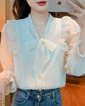 Bow temperament shirt court style France style tops
