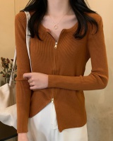 Zip Korean style cardigan knitted autumn bottoming shirt