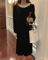 Long velvet sweet Korean style dress