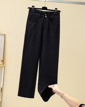 Wide leg high waist black slim loose jeans for women
