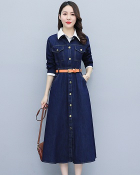 Pinched waist spring long sleeve dress for women