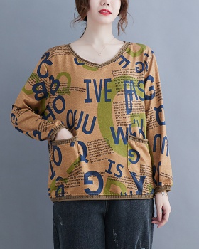 Fashion V-neck large yard T-shirt long sleeve loose sweater