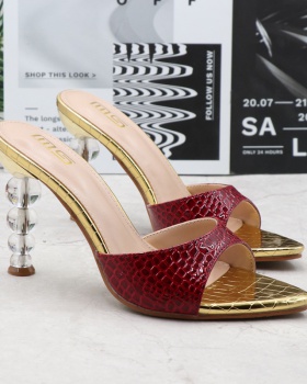 Pure slippers snakeskin pattern high-heeled shoes