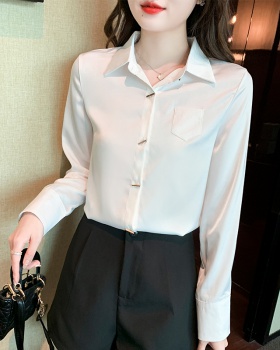 Korean style spring tops basis satin shirt