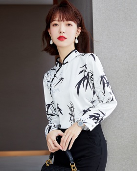 Long sleeve Chinese style chiffon shirt spring shirt