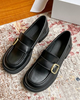 All-match shoes small gold buckle loafers for women