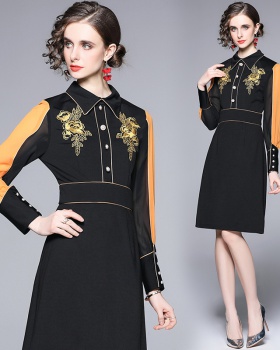 Slim spring embroidered dress long sleeve fashion shirt