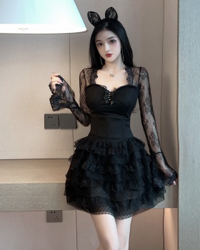 Thick and disorderly lace skirt all-match tops