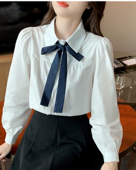 Spring white long sleeve shirt Korean style frenum tops