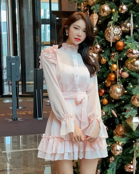 Round neck temperament lady dress Korean style dress