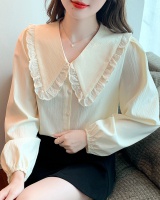 Long sleeve temperament retro lapel spring shirt for women