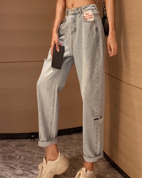 All-match slim jeans holes harem pants for women