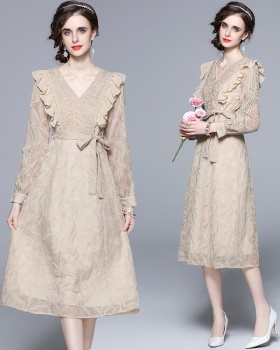 Beading spring embroidery ladies dress
