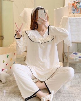 Lady homewear simple long sleeve pajamas 2pcs set for women