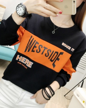 Loose spring T-shirt all-match splice hoodie for women
