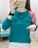 Letters Korean style hoodie embroidered T-shirt for women