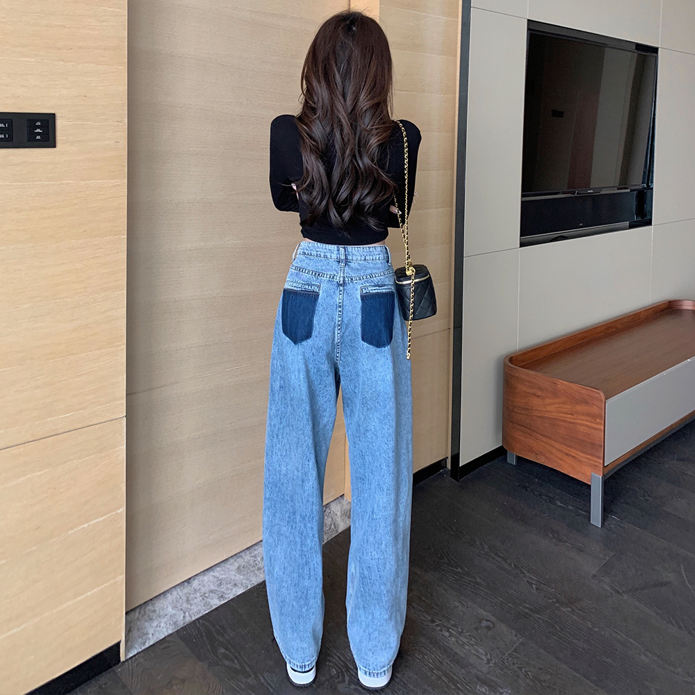 Wide leg retro straight jeans for women