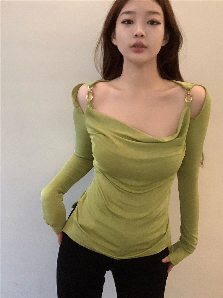 Unique irregular tops sling bottoming shirt for women