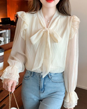 Korean style spring tops Western style chiffon shirt for women