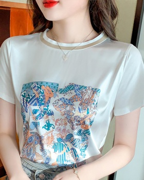 Real silk summer tops satin T-shirt for women