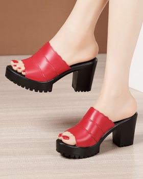 Fashion high-heeled platform fish mouth slippers for women
