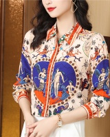 Fashion long sleeve shirt real silk silk tops for women