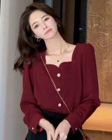 Retro spring clavicle square collar shirt for women
